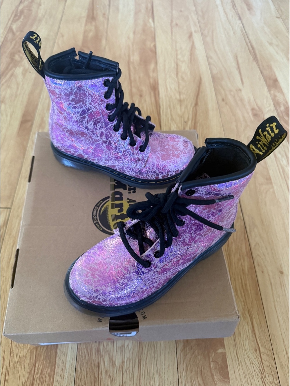 Dr Martens 1460 Kids Pink Cosmic Glitter Boots Size 11 Kids NIB